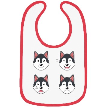 Discover Funny Siberian Husky Dog Cartoon Faces Bibs