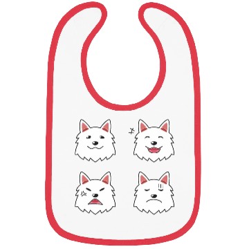 Discover Funny White Dog Cartoon Faces Bibs