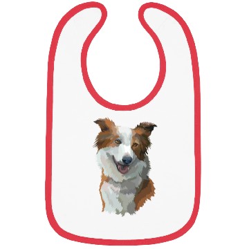 Discover Cute Brown Border Collie Dog Watercolor Painting Bibs