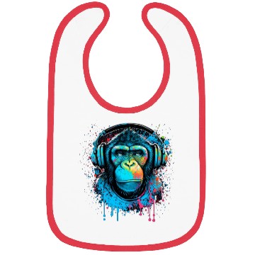 Discover ape, primate, monkey wearing headphones Bibs