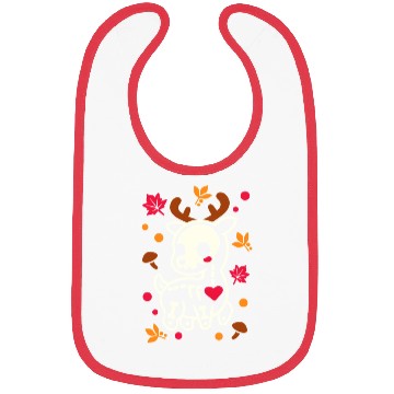 Discover deer leaves skeleton Bibs
