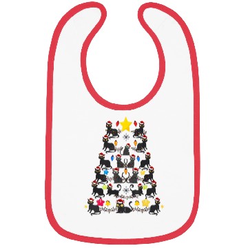 Discover Black Cat christmas light funny cat lover Bibs