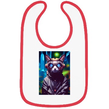 Discover Techno Cat In Japan Neon City Bibs