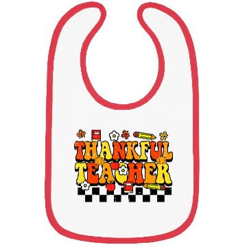 Discover Thankful Teacher Retro Groovy Thanksgiving Fall Bibs