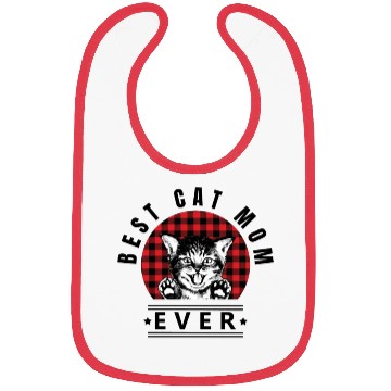 Discover Best Cat Mom Ever Buffalo Plaid Check Bibs