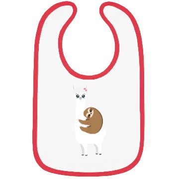 Discover Cute kawaii llama with sloth Bibs