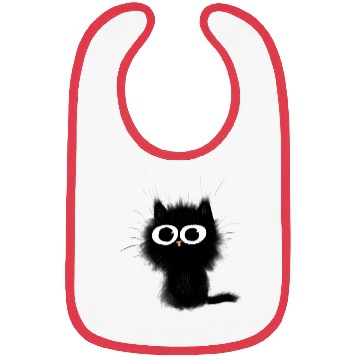 Discover Surprised black cat Bibs