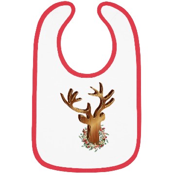 Discover Deer head in wood look with Christmas wreath Bibs