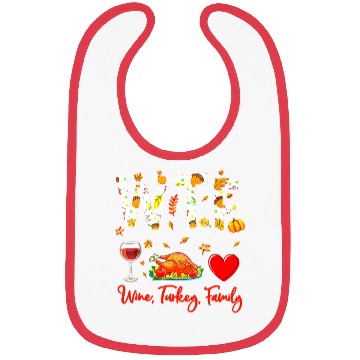 Discover Wine Turkey Family WTF Funny Thanksgiving Bibs