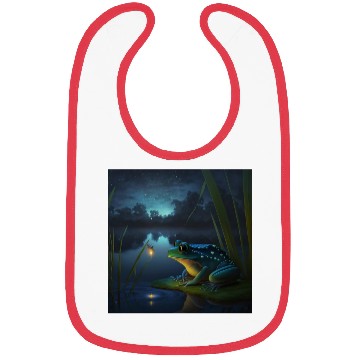 Discover Frog and Firefly Friends on the Pond at Night Bibs