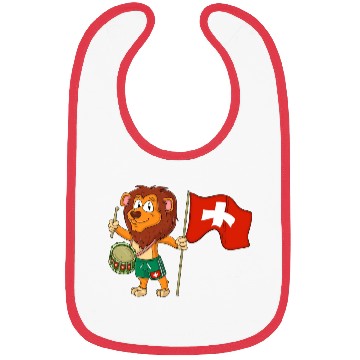 Discover Lion with the Switzerland flag Bibs