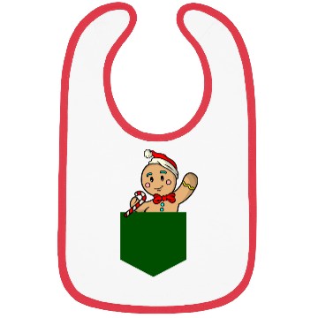 Discover Christmas gingerbread man in breast pocket gift Bibs