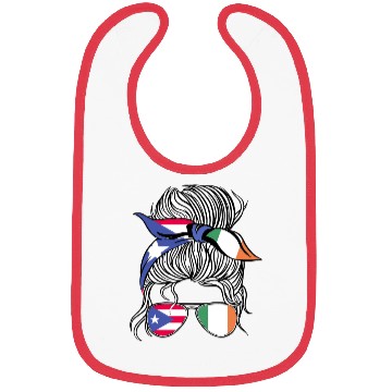 Discover Puerto Rico Flag Ireland Grown Women Girl Country Bibs