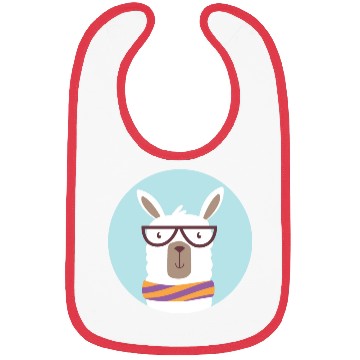 Discover kawaii funny llama wearing glasses and feels cold Bibs