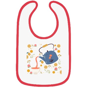 Discover Teapot Design Flower Tea Lover Bibs