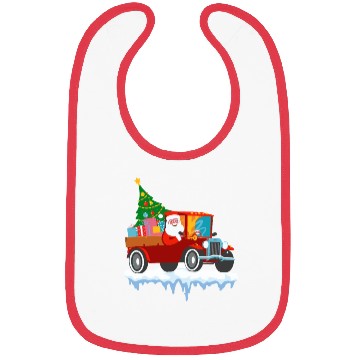 Discover Red jeep pine tree Funny Merry Christmas family Bibs