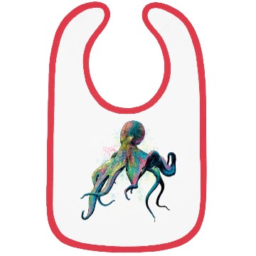 Discover Colorful Inked Octopus Illustration Bibs