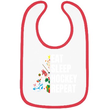 Discover Eat Sleep hockey Repeat Christmas tree Bibs