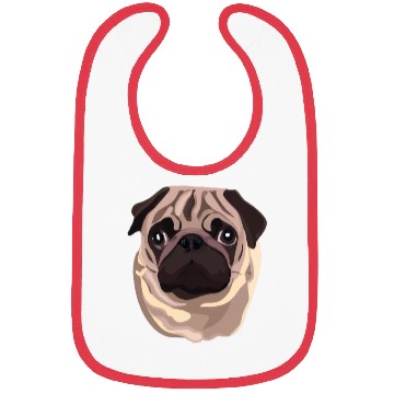 Discover Beautiful Pug Illustration : Dog Art Bibs
