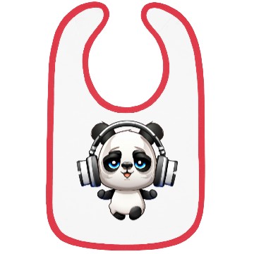 Discover Cute Music Loving Panda Cartoon Bibs