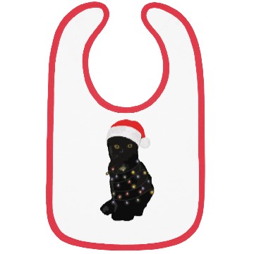 Discover Black Cat Christmas Light Funny Cat Lover Bibs