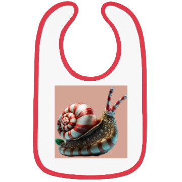 Discover Candy Cane Christmas red and white striped Snail Bibs