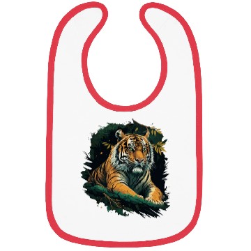 Discover Tiger sitting in Jungle Bibs