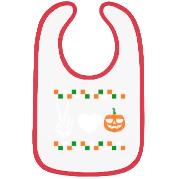 Discover Halloween Bibs, Peace Love Pumpkin Skeleton Hand