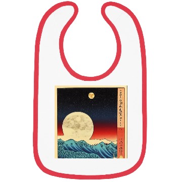 Discover Ukiyo-e Moon over Mountain Range, Japanese Print Bibs