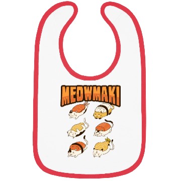 Discover Cat Sushi Meow Design for a Cat Lady or Cat Mom Bibs
