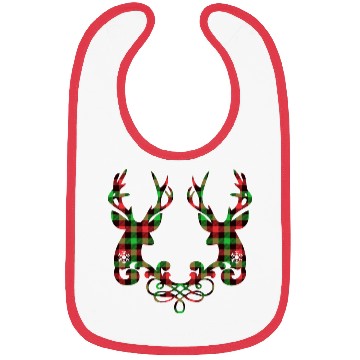 Discover Buffalo plaid deer couple Bibs