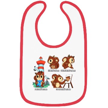 Discover Nut Lover Wild Cute Squirrel Painting Walnut Shell Bibs