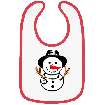 Discover Cute Snowman With Carrot Nose And Hat Bibs