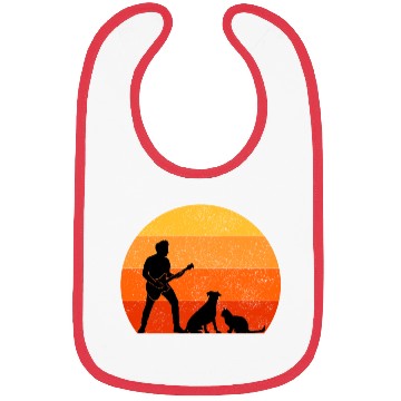 Discover Bass Guitar Player Musician Bassist Cat Dog Animal Bibs