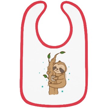 Discover Sloth with Cup of Tea or Coffee lazy Bibs