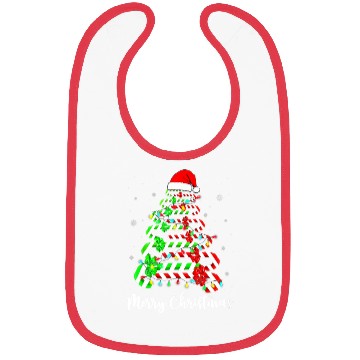 Discover Candy Cane Santa Hat Funny Xmas Tree Merry Bibs