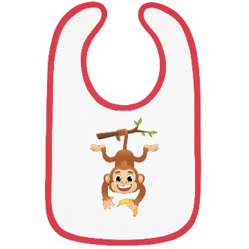 Discover Monkey Holding Banana On Tree Primate Gorilla ape Bibs