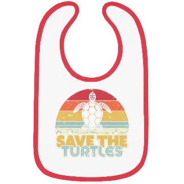 Discover Save The Turtles Retro Style Turtle Bibs