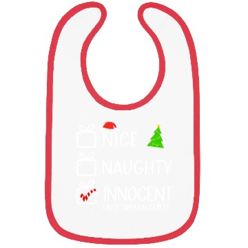 Discover Nice Naughty Innocent Until Proven Guilty Christma Bibs
