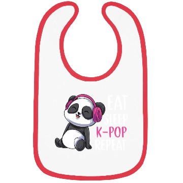 Discover Eat Sleep K-pop Repeat Panda bear korean music Bibs