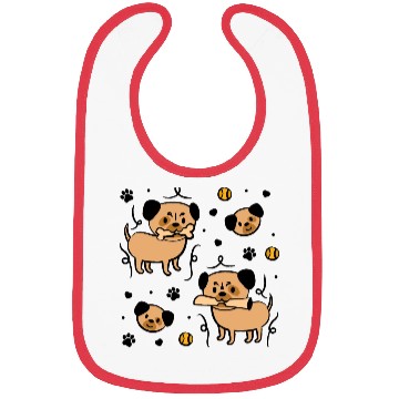 Discover Cute Adorable Pug and Dog Paw Pattern Bibs