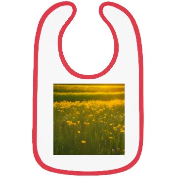 Discover Lovely Yellow Flowers and Green Grass Bibs