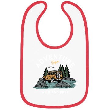 Discover Light Blue Illustration Adventure Bibs