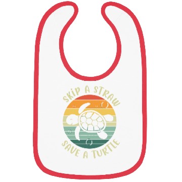 Discover Skip A Straw Save A Turtle Retro Sunset Sea Turtle Bibs
