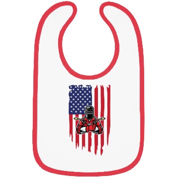 Discover welder usa flag Bibs