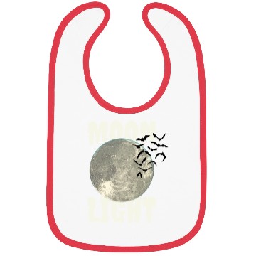 Discover Dark Green Illustrated Moon Light Bat Bibs