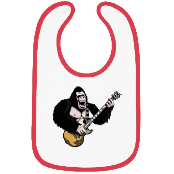 Discover Huge ape playing electric guitar. Bibs
