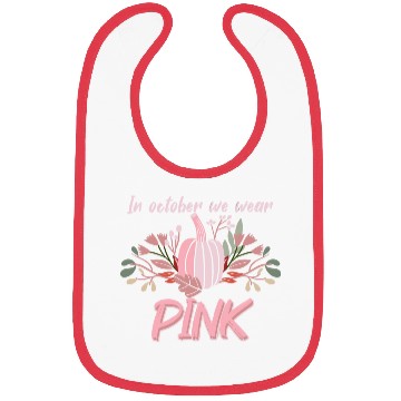Discover In October We Wear K Breast Cancer Halloween Pumpk Bibs