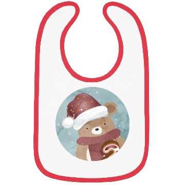 Discover cute bear for christmas with christmas hat Bibs