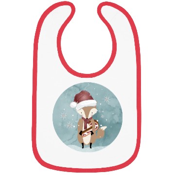 Discover cute fox for Christmas with candy cane Bibs